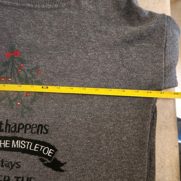 Women's Bedazzled Gray Holiday Sweater with Mistletoe Design By Heart-N-Crush - Picture 5 of 8
